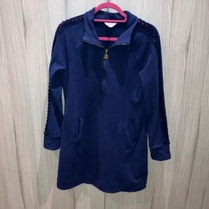 Navy Long Sleeve Dress with Zipper